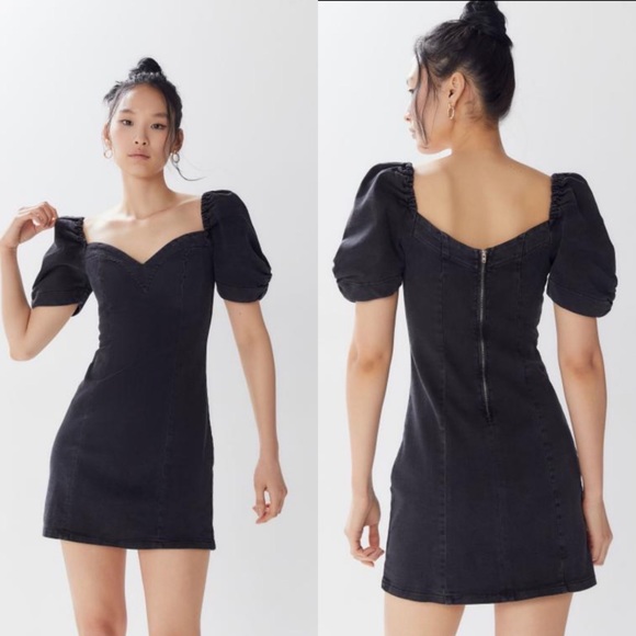 Urban Outfitters - Chelsea denim puff sleeve mini dress - Picture 2 of 5